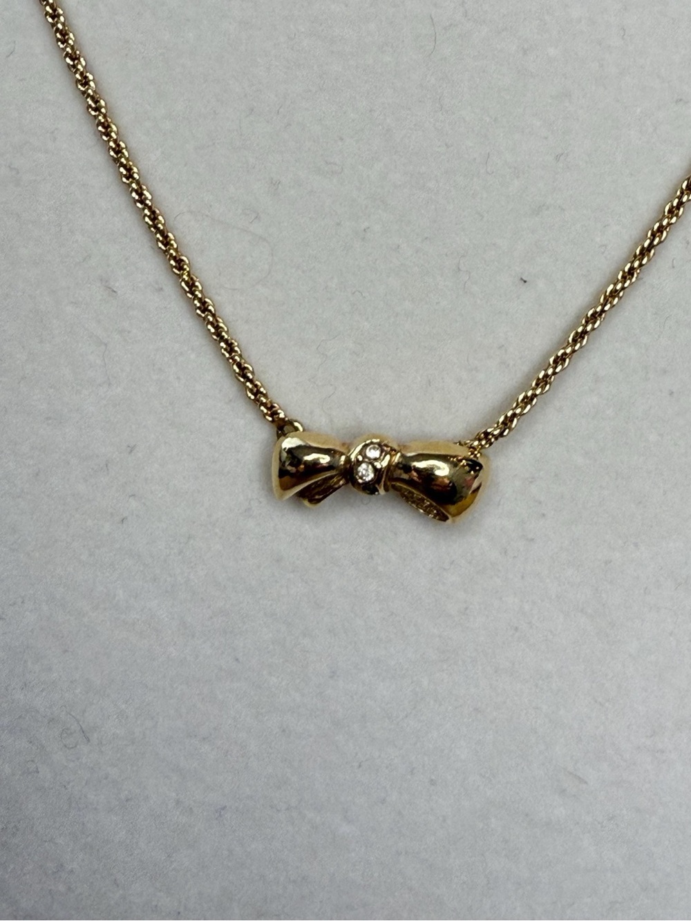Christian Dior Vintage Bow Necklace with Rhinestones